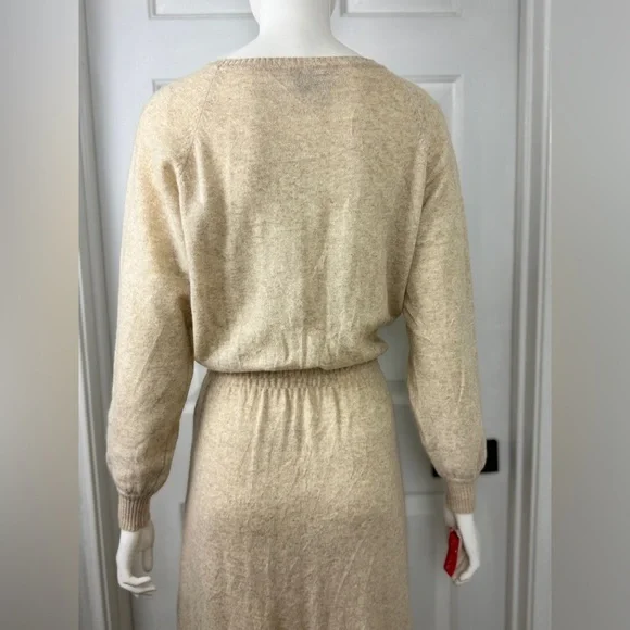 Francesca For Damon 90'S 100% CashmereBeige Long Sleeve Dress S Large. D21  - joarbit.com